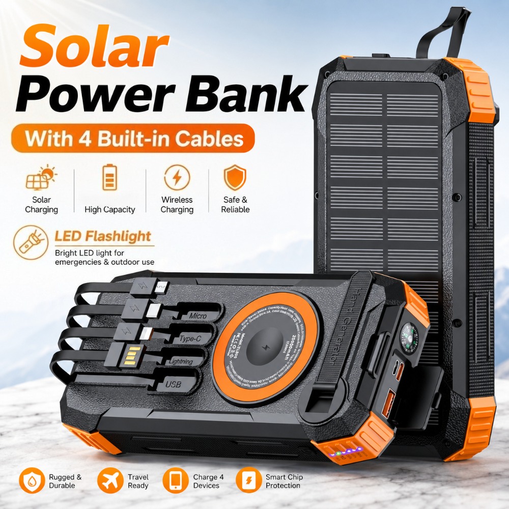 Solar Emergency Charger - Power Bank Tenaga Surya 50000mAh Baru,